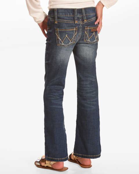 Wrangler Girls' Multi Stitch Bootcut Slim Fit Jeans, Blue, hi-res