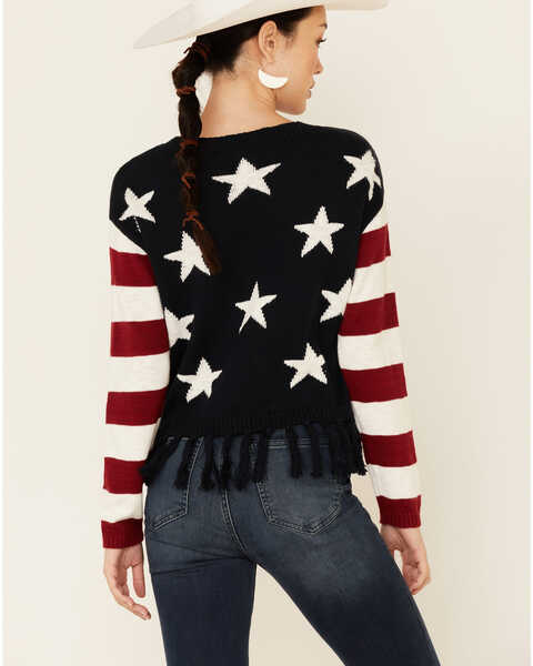 Image #4 - Shyanne Women's Navy Stars Fringe Sweater , , hi-res