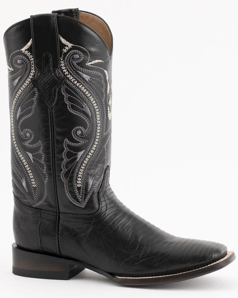 Ferrini Men's Lizard Cowboy Boots - Square Toe, Black, hi-res