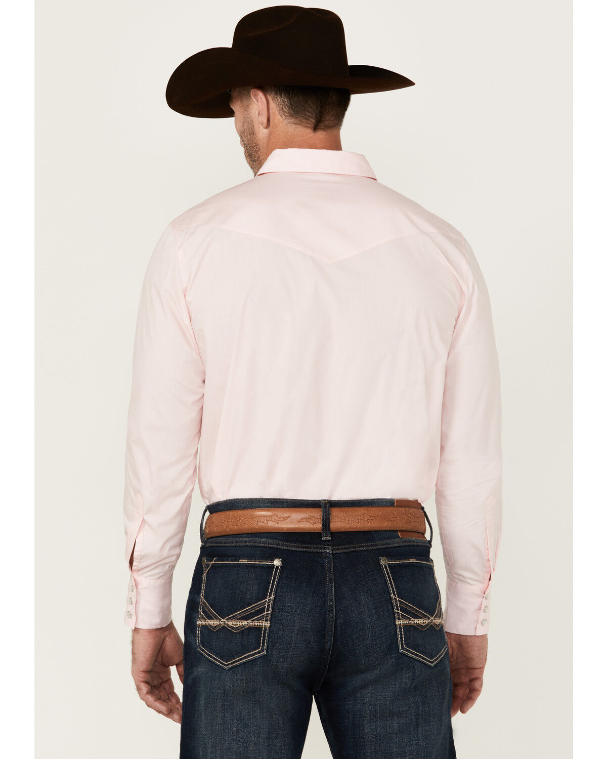 Image #4 - Gibson Trading Co Men's Campfire Solid Long Sleeve Pearl Snap Western Shirt, Pink, hi-res