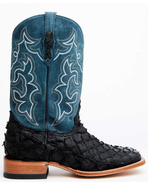 Image #2 - Cody James Men's Pirarucu Soul Western Exotic Boot - Broad Square Toe , Blue, hi-res