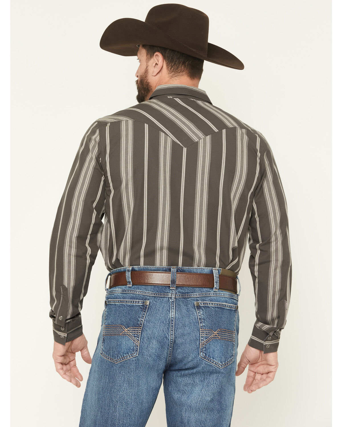 Image #3 - Cody James Men's Harpeth Striped Long Sleeve Snap Western Shirt, Charcoal, hi-res