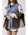 Image #1 - Azalea Wang Women's Cow Print Fringe Button-Down Denim Jacket, Multi, hi-res