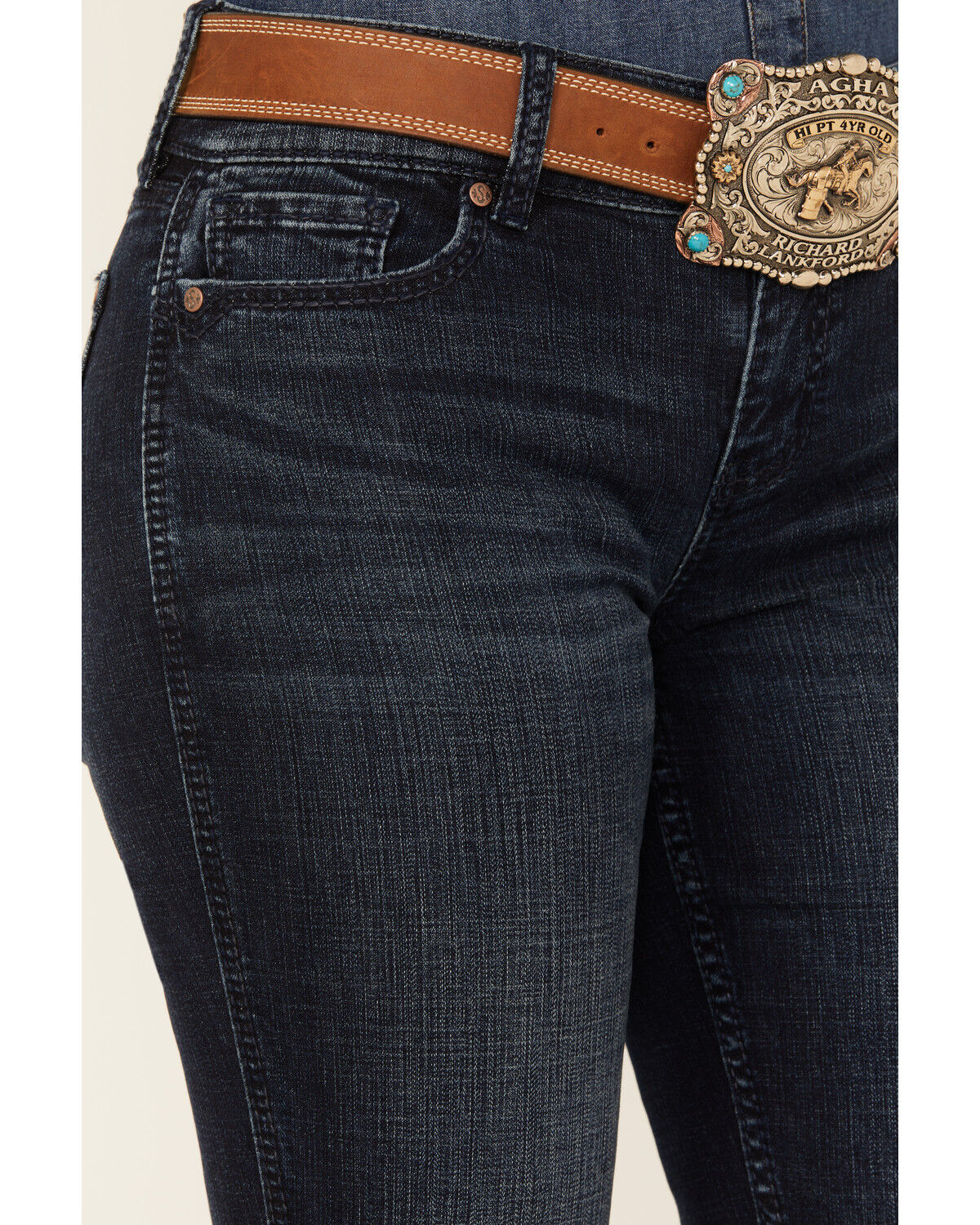 Image #2 - Shyanne Women's Santa Fe Shay Dark Wash Mid Rise Bootcut Riding Jeans, Dark Wash, hi-res