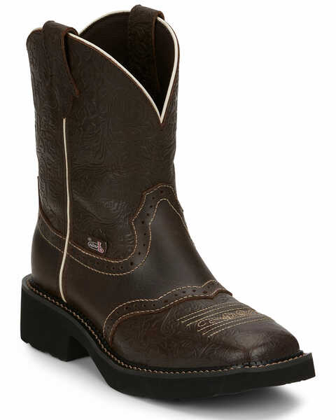 Image #1 - Justin Women's Mandra Brown Western Boots - Square Toe, Dark Brown, hi-res