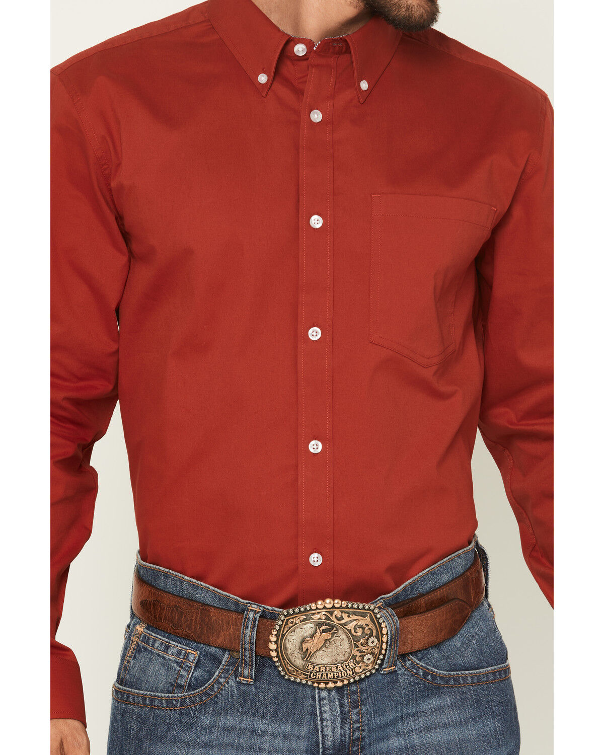 Image #3 - Cody James Men's Basic Twill Long Sleeve Button-Down Performance Western Shirt - Big, Red, hi-res