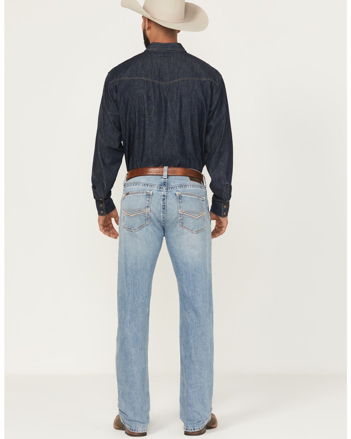 Image #3 - Ariat Men's M2 Flynn Cameron Light Wash Relaxed Bootcut Stretch Denim Jeans, Light Wash, hi-res