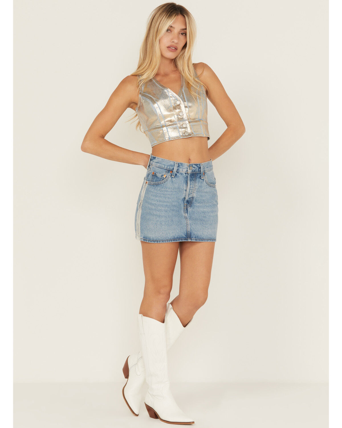 Levi's Women's Shine Theory Icon Light Wash Mid Rise Mini