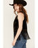 Image #3 - Vocal Women's Studded Faux Suede Fringe Vest, Black, hi-res