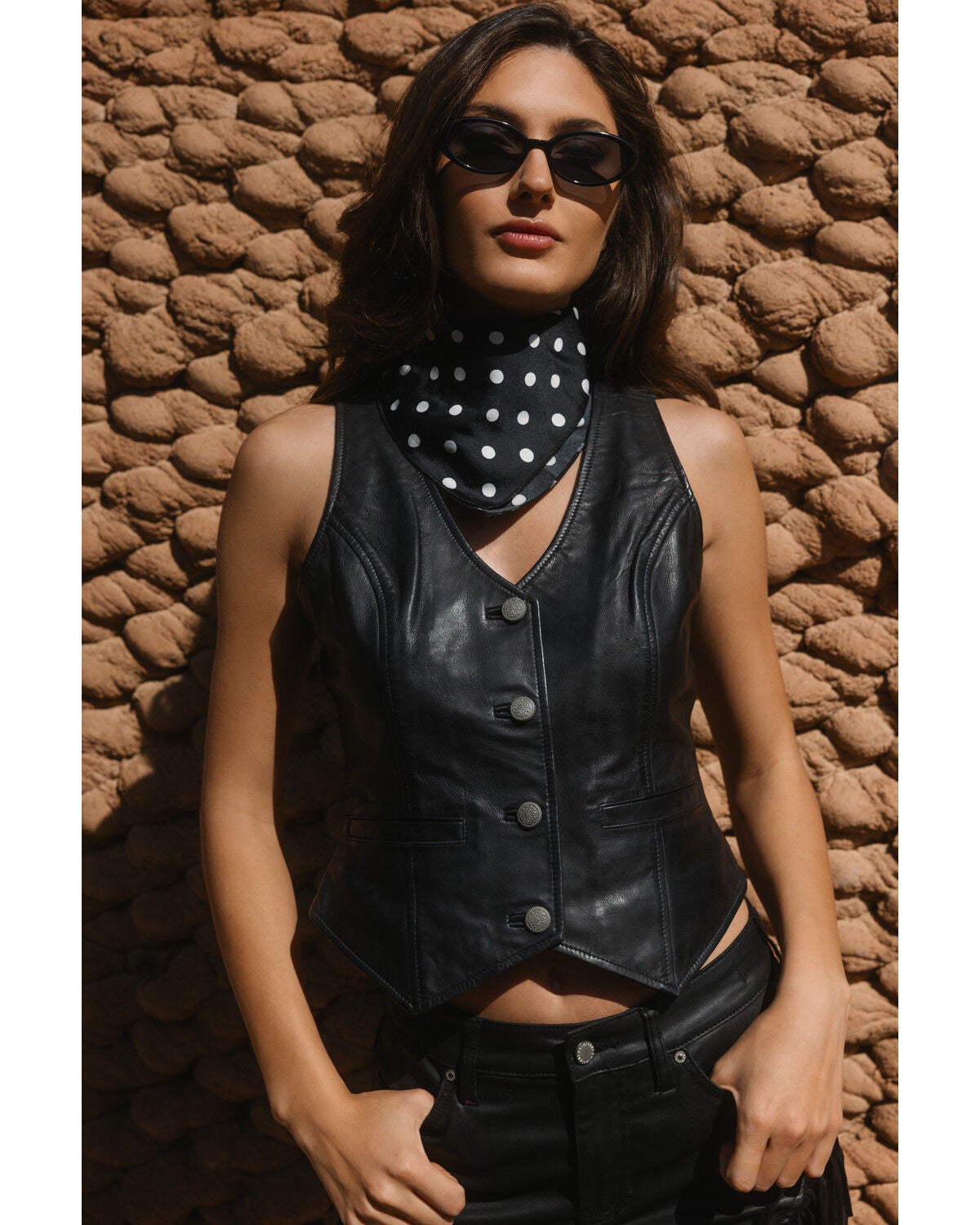 Image #1 - Idyllwind Women's Josephine Button-Down Leather Vest, Black, hi-res
