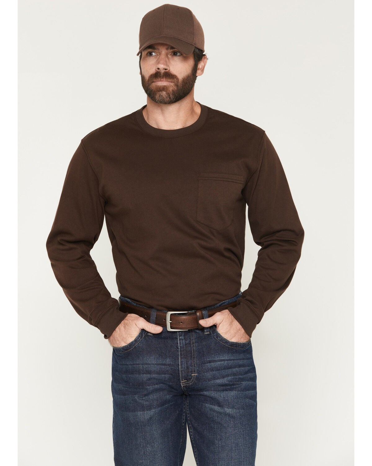 Image #2 - Cody James Men's FR Flame Jumper Long Sleeve Work T-Shirt, Brown, hi-res