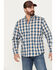 Image #1 - Brothers and Sons Men's Woodward Plaid Print Long Sleeve Button-Down Western Shirt, Dark Blue, hi-res