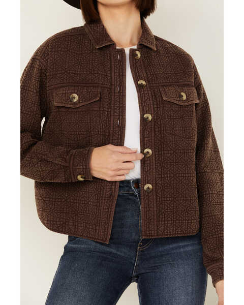 Image #3 - Cleo + Wolf Women's Adam Quilted Button-Down Shacket , Chocolate, hi-res
