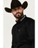 Image #3 - Ariat Men's Twill Fitted Team Mexico Solid Long Sleeve Button-Down Western Shirt, Black, hi-res