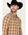 Image #2 - Blue Ranchwear Men's Tustin Plaid Print Long Sleeve Snap Work Shirt, Camel, hi-res