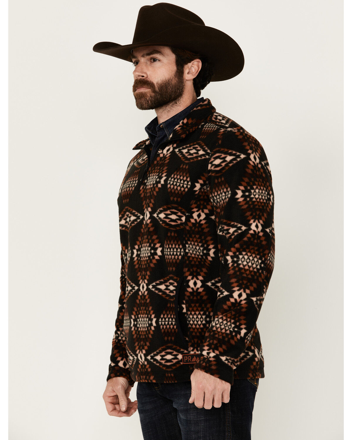 Image #2 - Powder River Outfitters Men's Boot Barn Exclusive Southwestern Print 1/4 Zip Pullover, Brown, hi-res