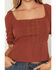 Image #3 - Lovestitch Women's Lace Front Short Sleeve Top, Rust Copper, hi-res