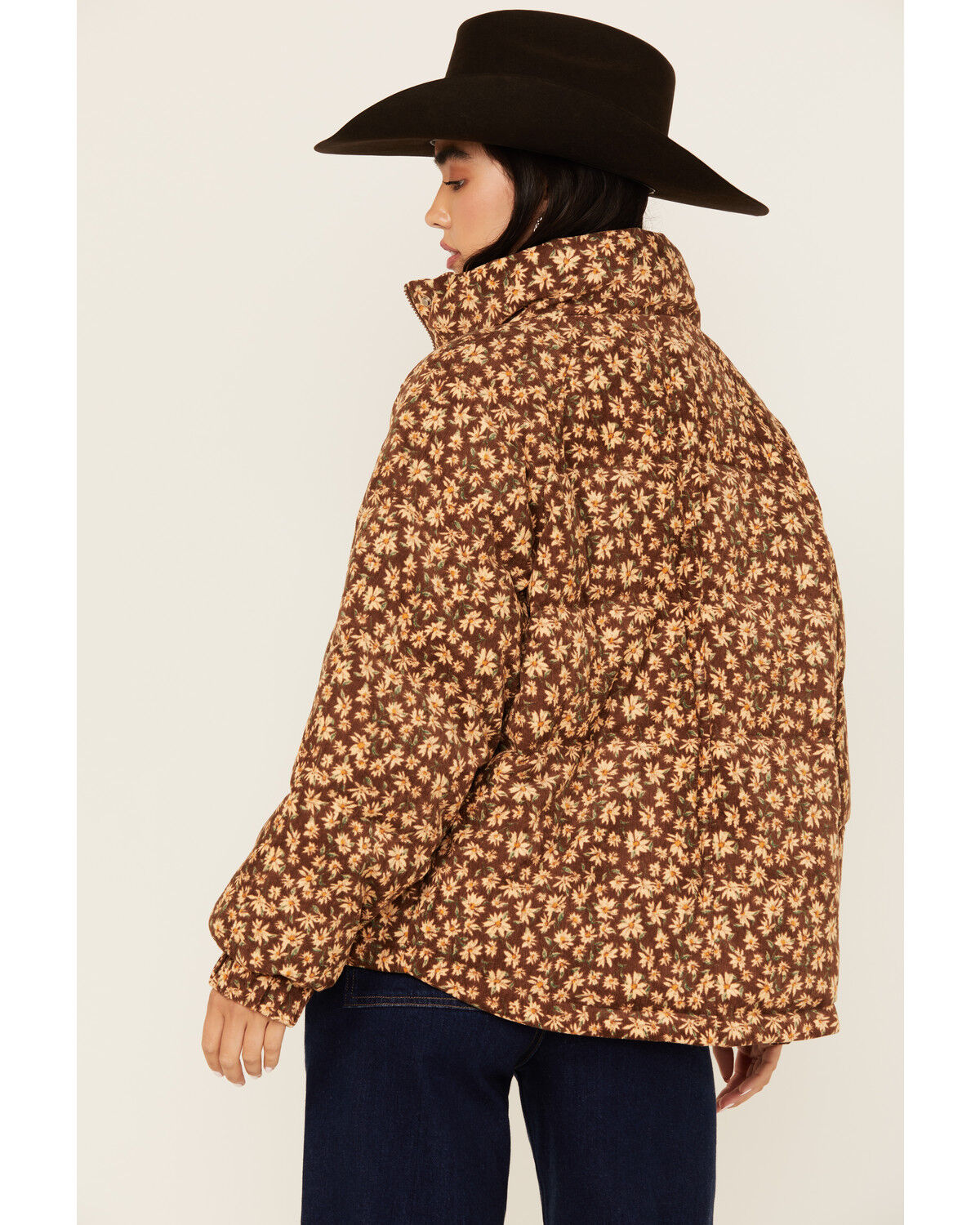 Image #4 - Sadie & Sage Women's Floral Puffer Jacket, Brown, hi-res