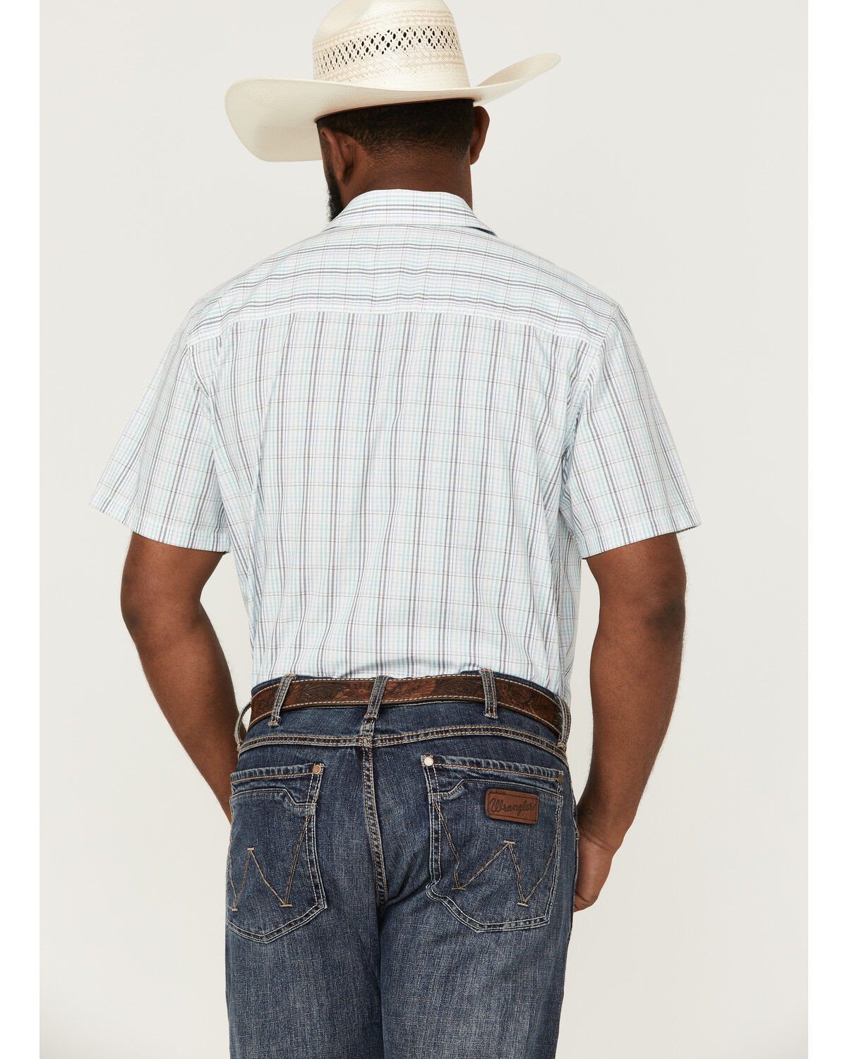 Image #4 - Gibson Men's Big Sky Plaid Short Sleeve Button Down Western Shirt, Medium Blue, hi-res