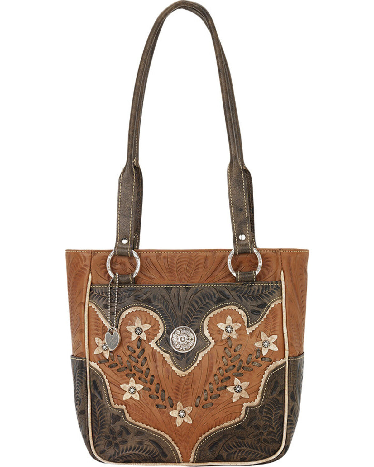 American West Desert Wildflower Shoulder Bag Golden Tan Leather Zip