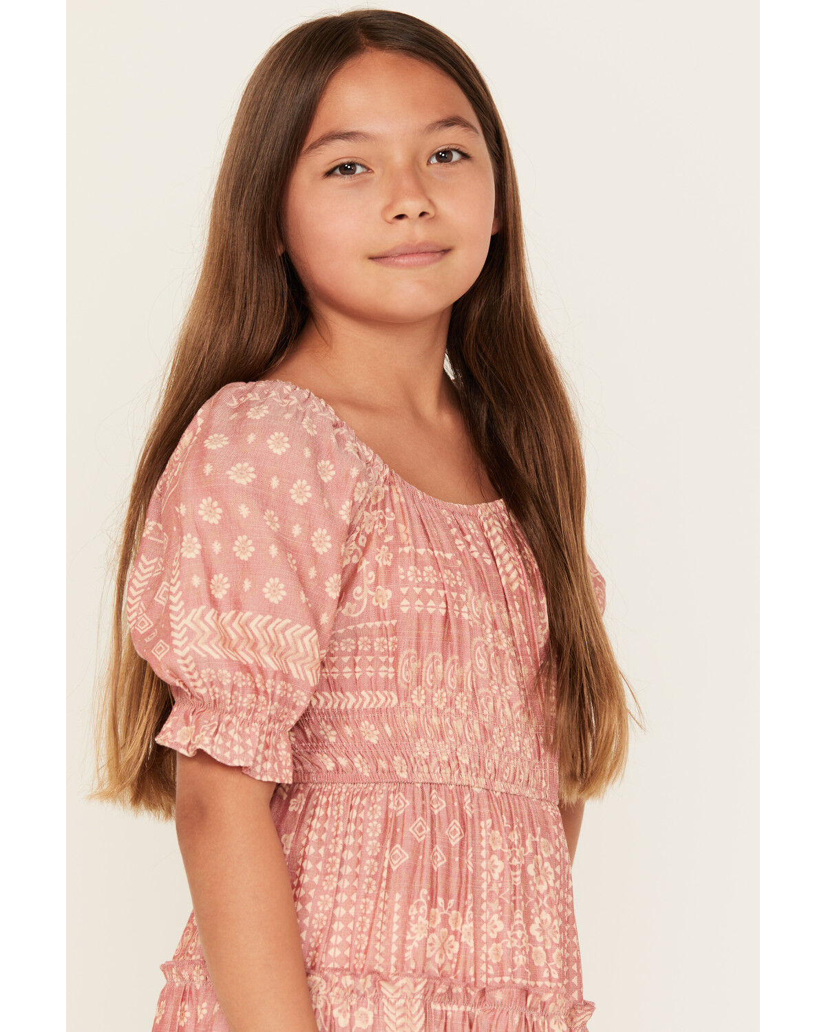 Image #2 - Trixxi Girls' Printed Quarter Sleeve Mini Dress, Rust Copper, hi-res