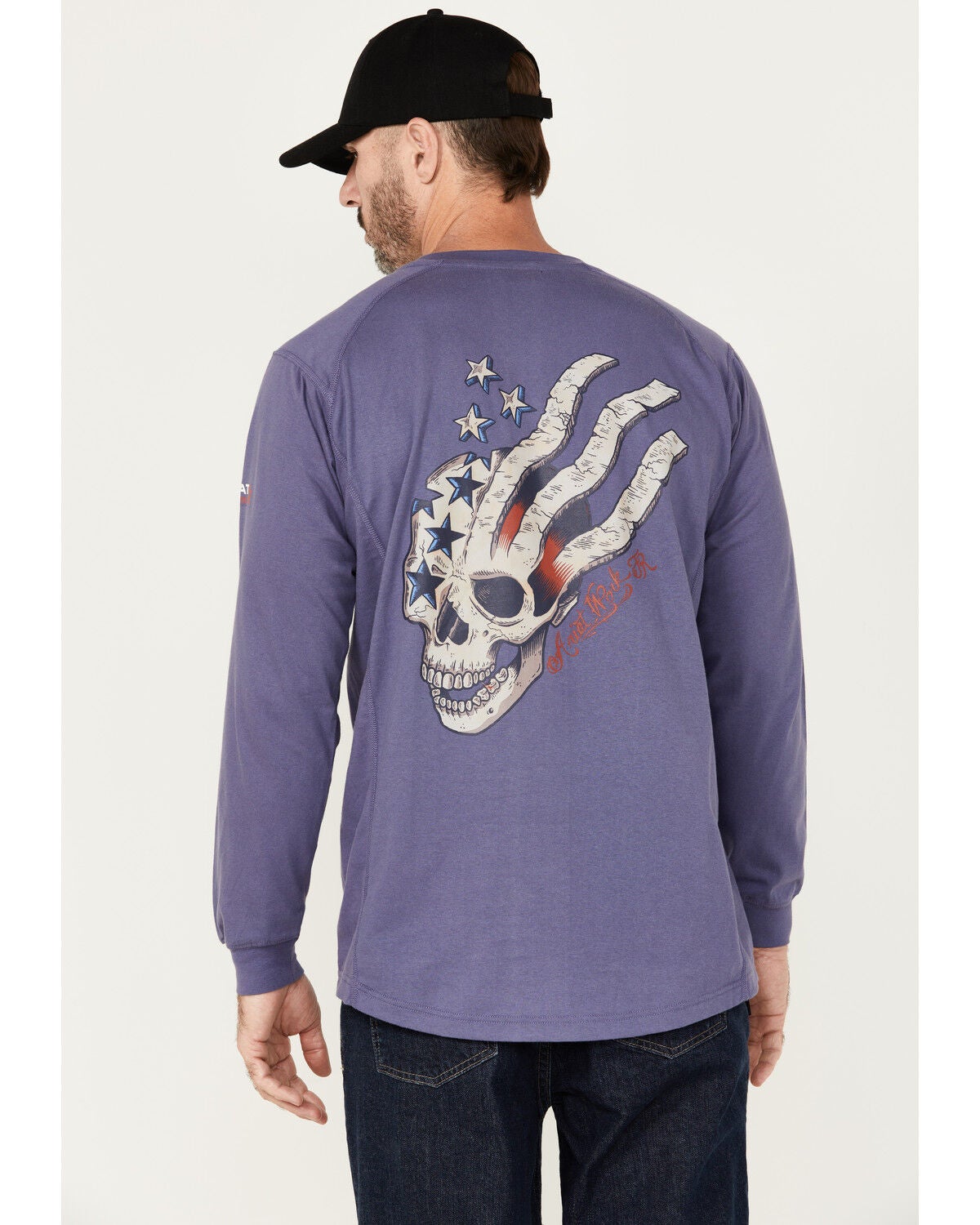 Ariat Men's FR Air USA Scream Long Sleeve Work T-Shirt, Blue, hi-res