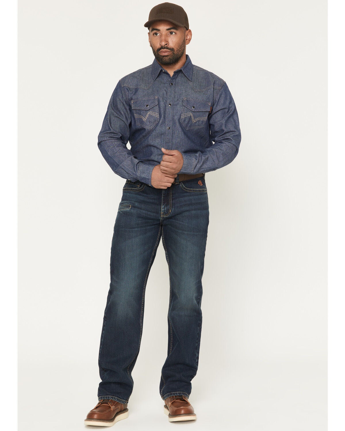 Hawx Men's FR Grinder Dark Wash Straight Denim Jeans, Indigo, hi-res