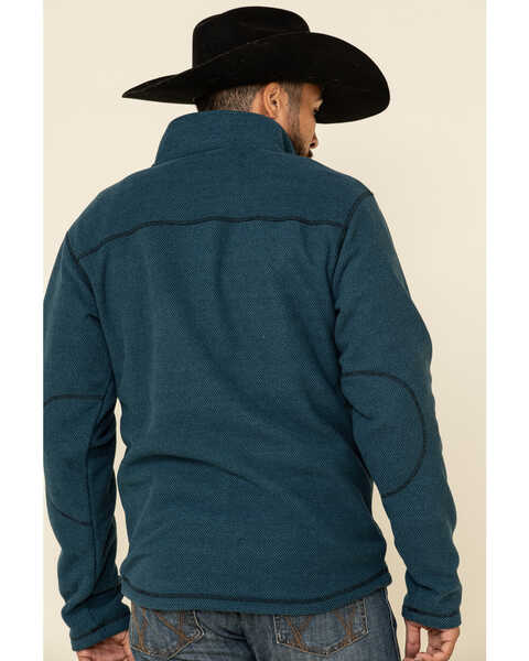 Image #3 - Powder River Outfitters Men's Teal Waffle Melange Knit Zip-Front Jacket , Teal, hi-res