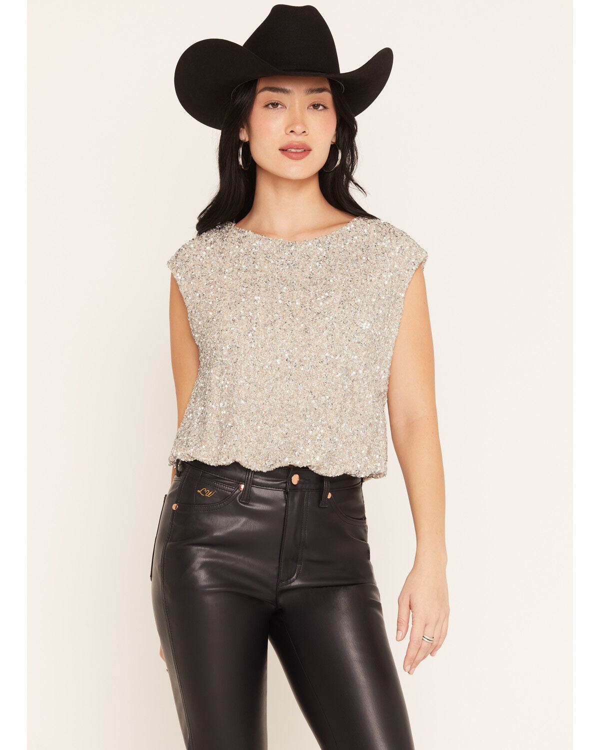 Sadie & Sage Women's Sequins Tank, Silver, hi-res