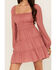 Image #3 - Ash & Violet Women's Solid Long Sleeve Mini Dress, Pink, hi-res