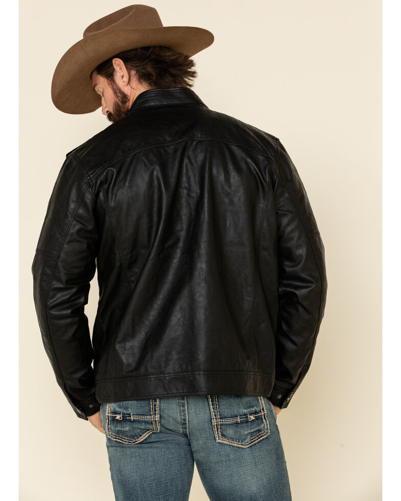 Cody James Men's Black Backwoods Distressed Faux Leather Moto Jacket , Black, hi-res