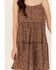 Image #3 - Cleo + Wolf Women's Beau Printed Mini Dress, Chocolate, hi-res