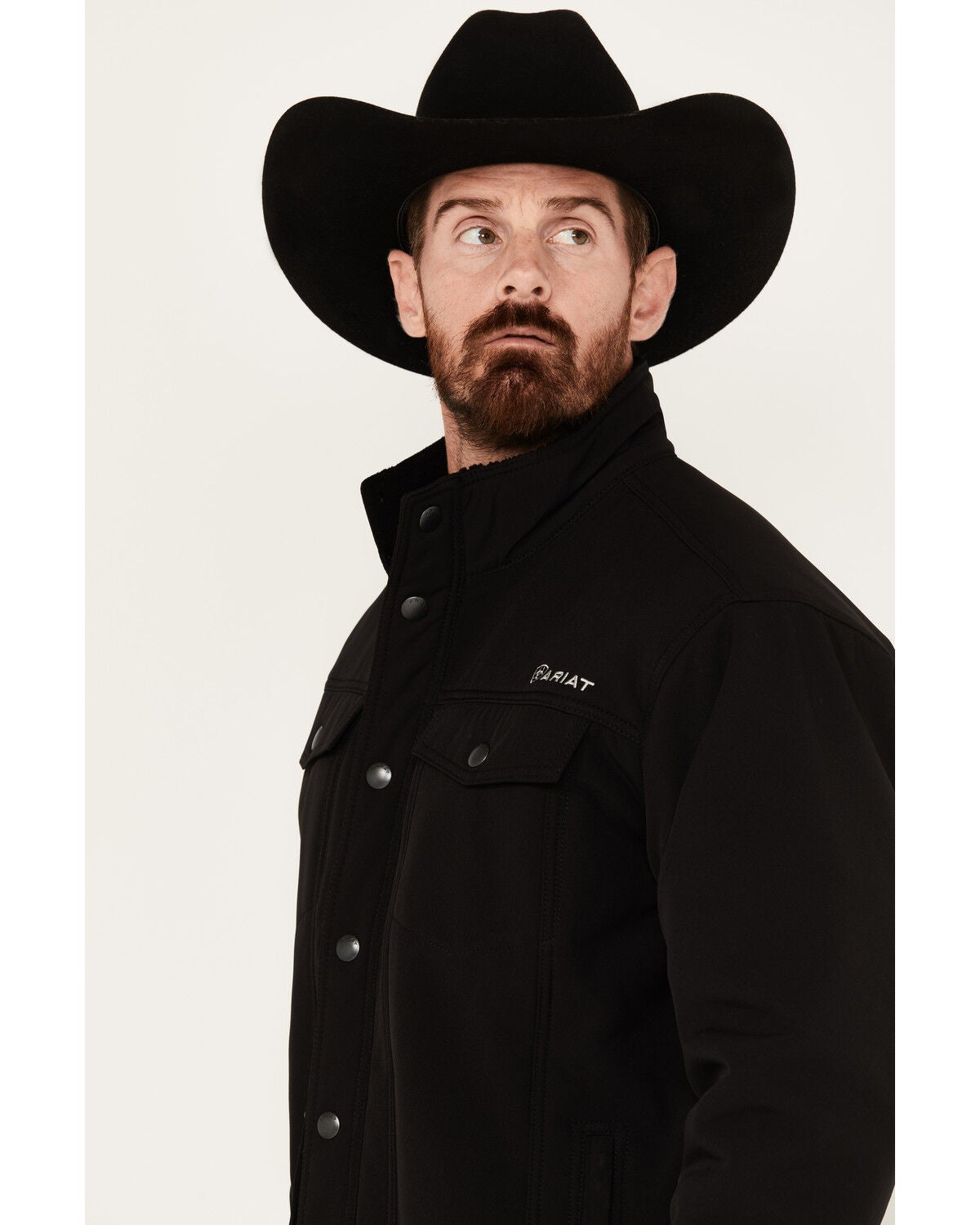 Image #2 - Ariat Men's Vernon Sherpa 2.0 Snap Softshell Jacket, Black, hi-res