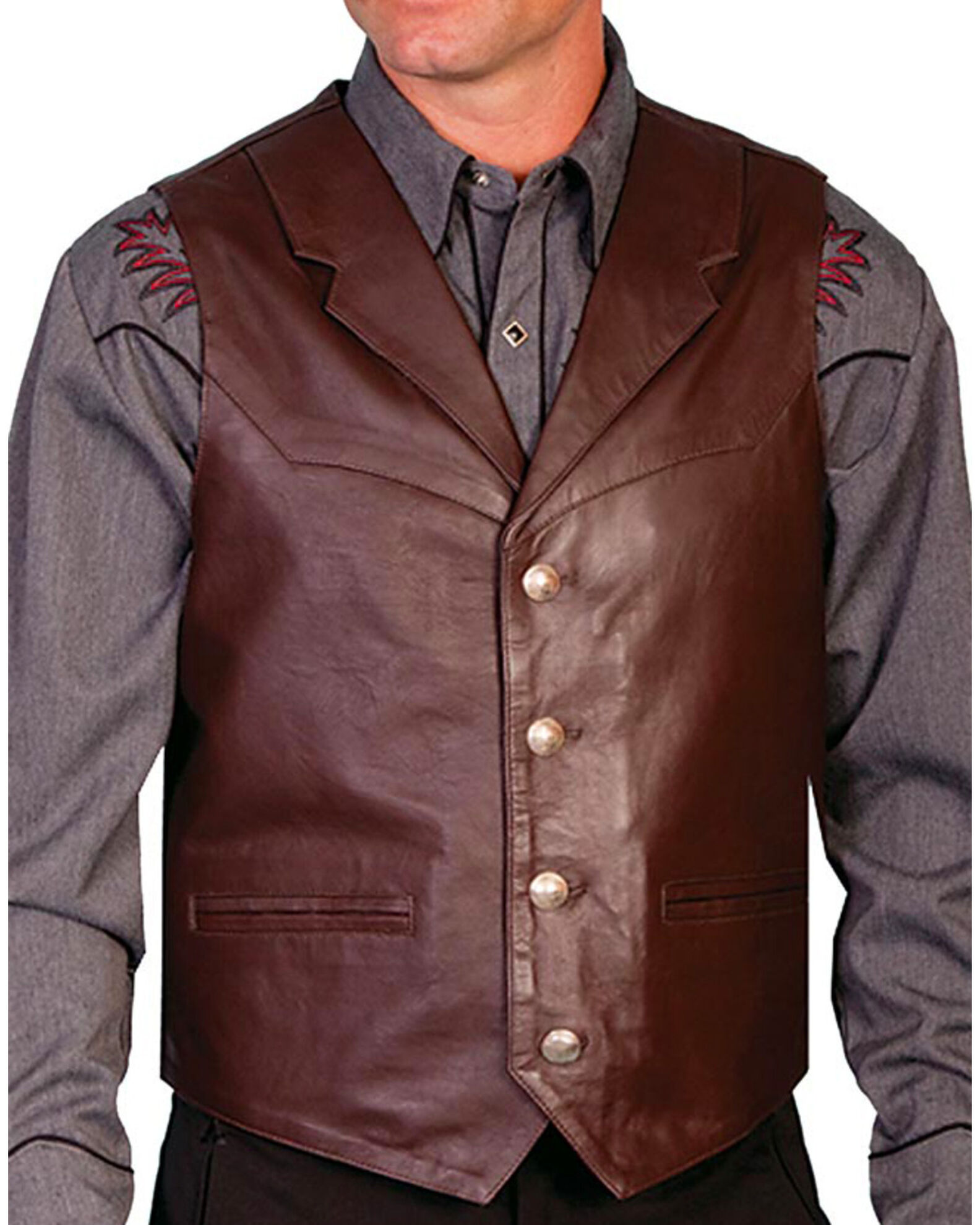 Leather vest with lapels sale