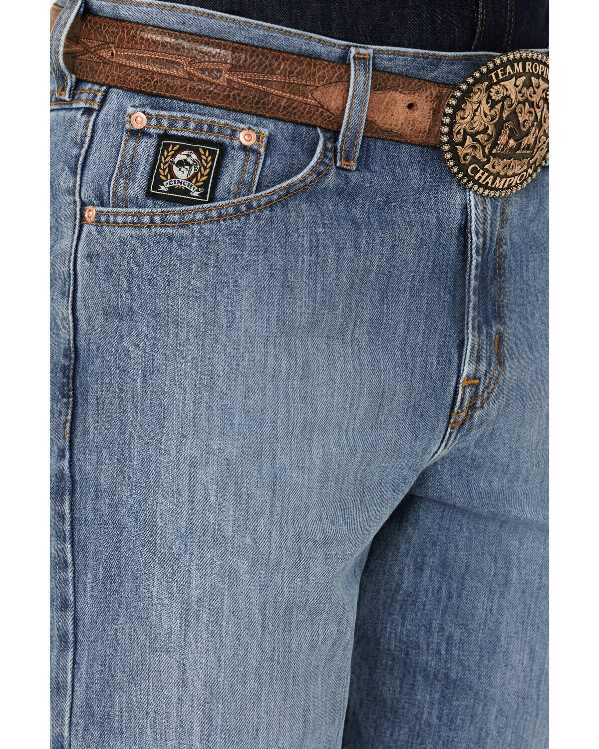 Image #2 - Cinch Men's Black Label Medium Wash Loose Tapered Rigid Denim Jeans, Blue, hi-res