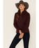 Shyanne Women's Burgundy Logo Sleeve 1/2 Riding Pullover , Burgundy, hi-res