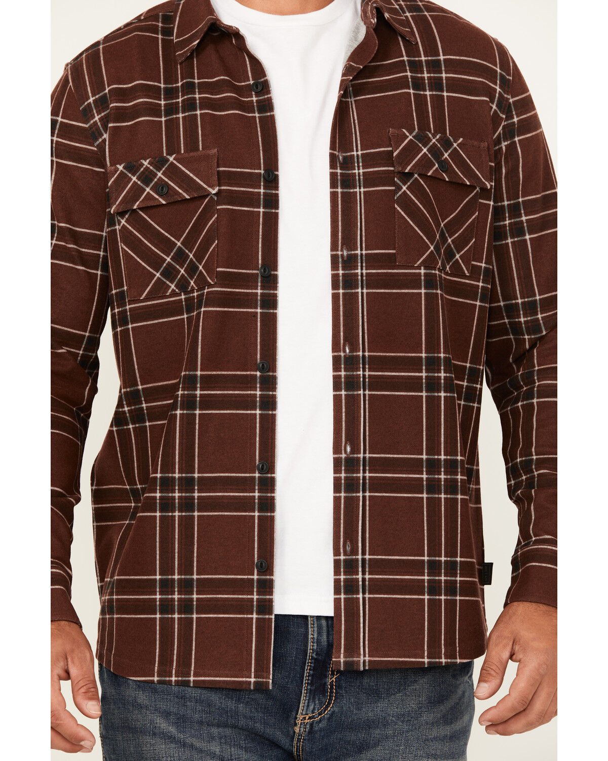 Image #3 - Brothers and Sons Men's Locket Plaid Print Long Sleeve Button-Down Stretch Western Shirt, Wine, hi-res