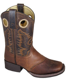 Smoky Mountain Boys' Luke Western Boots - Square Toe, Brown, hi-res