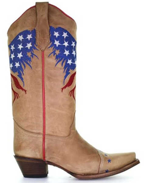 Image #2 - Circle G Women's Eagle Flag Embroidery Western Boots - Snip Toe, Sand, hi-res