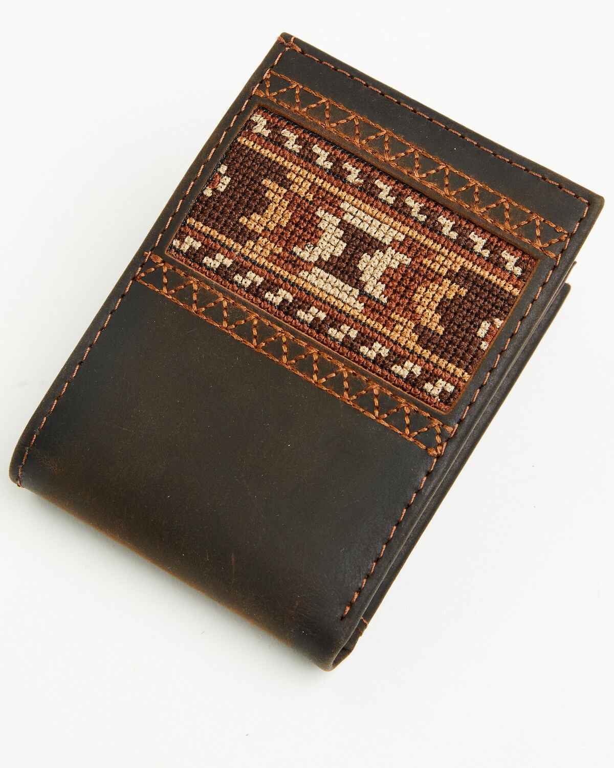 Cody James Men's Southwestern Bifold Leather Wallet, Dark Brown, hi-res