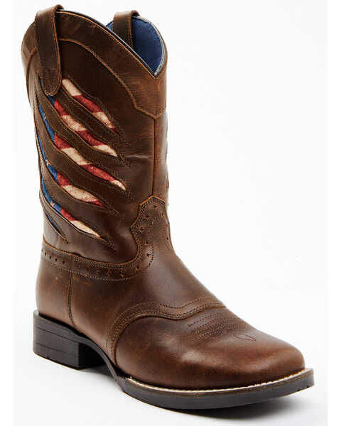 Image #1 - Cody James Boys' Ripped Flag Western Boots - Broad Square Toe, Multi, hi-res