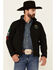 Image #1 - Cowboy Hardware Men's Black Mexico Flag Logo Sleeve Zip-Front Poly Shell Jacket , , hi-res