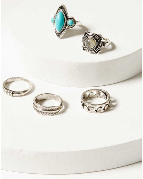 Image #1 - Shyanne Women's Labra Moon & Turquoise Ring Set, Turquoise, hi-res