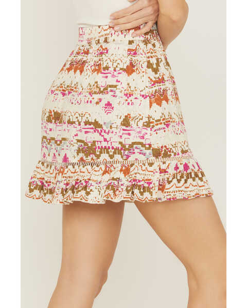 Image #4 - Shyanne Women's Abstract Southwestern Print Skirt, Fuchsia, hi-res