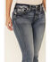 Miss Me Women's Embossed Wing Bootcut Jeans, Blue, hi-res