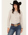 Image #1 - Shyanne Women's Plaid Print Long Sleeve Button-Down Western Shirt, Off White, hi-res