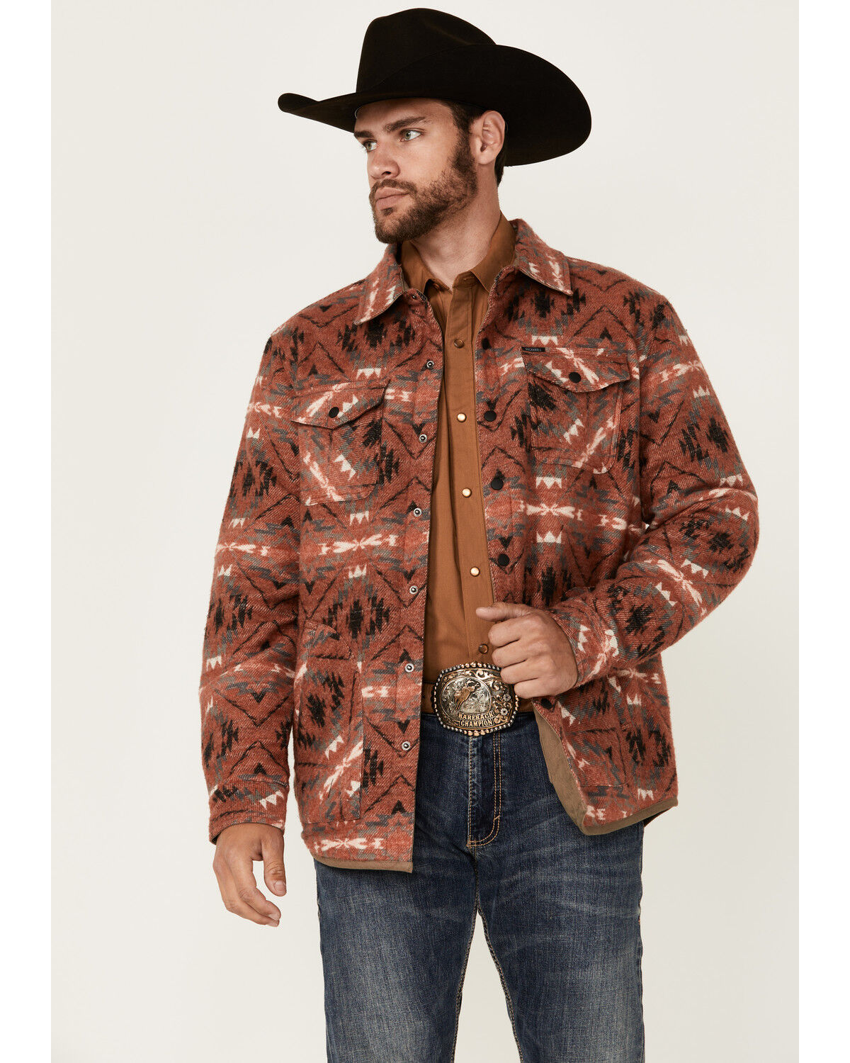 Image #2 - Rock & Roll Denim Reversible Southwestern Print Shacket, Beige, hi-res