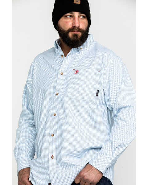 Ariat Men's FR Solid Durastretch Long Sleeve Work Shirt - Big, White, hi-res