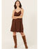 Image #1 - Cleo + Wolf Women's Brina Embroidered Mini Dress, Chocolate, hi-res