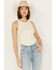 Image #1 - Rock & Roll Denim Women's Rib Corset Sleeveless Tank, Off White, hi-res